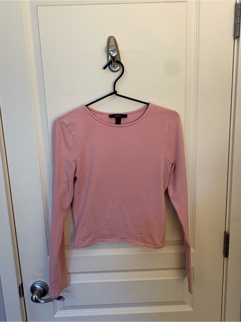 Forever 21 Blush Pink Long-Sleeve Crewneck Top